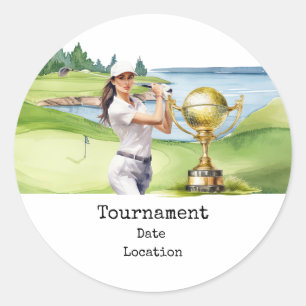 Golf Woman i golfbanan Runt Klistermärke