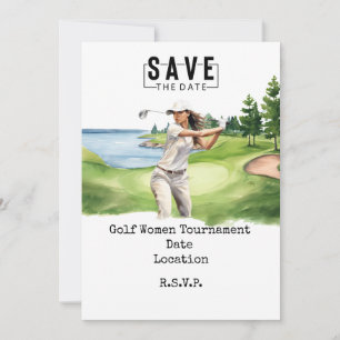 Golf Woman Party Spara datumet Inbjudningar