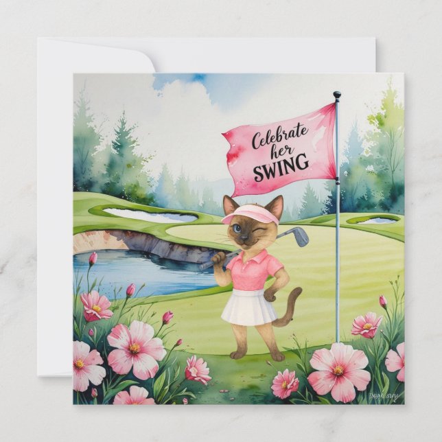 Golf Woman Tournament for Siamese Cat Golfer Kort (Framsida)