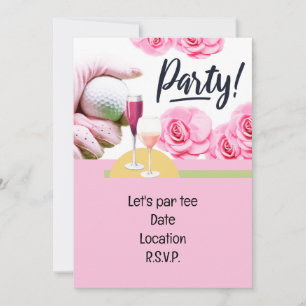 Golf Woman TOURNAMENT PARTY ROSA THEME Inbjudningar