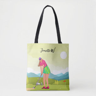 Golf Women golfer snyggt helg Tote Bag Tygkasse