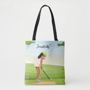 Golf Women golfer snyggt helg Tote Bag Tygkasse