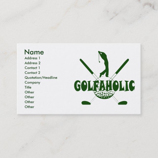GOLFAHOLIC-VISITKORTAR VISITKORT (Framsida)