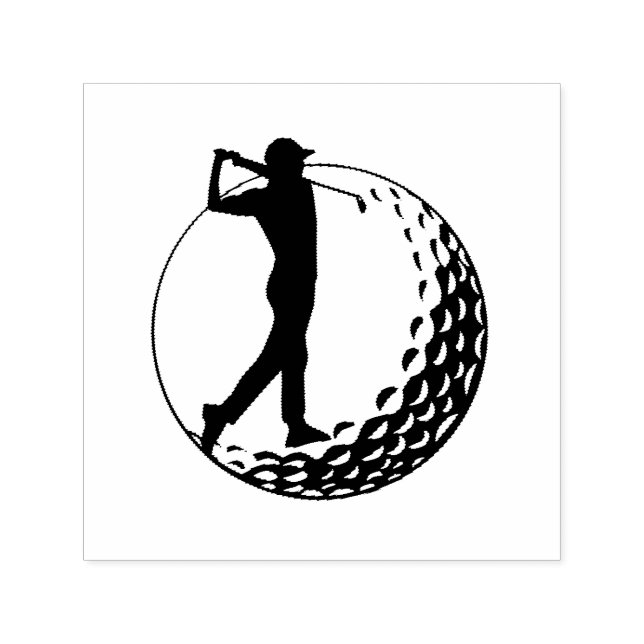 Golfälskare, golfspelare  självfärgande stämpel (Design)