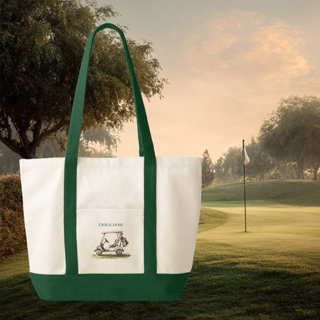 Golfälskare Kontrast Trimning Tygkasse (Golf lover tote bag)