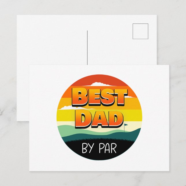 Golfande Golfpappar Bästa Pappa Genom Par Vykort (Fram/baksida)