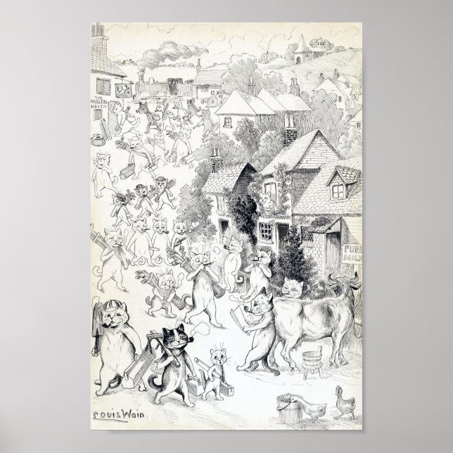 Golfande katter, Louis Wain Poster (Framsidan)