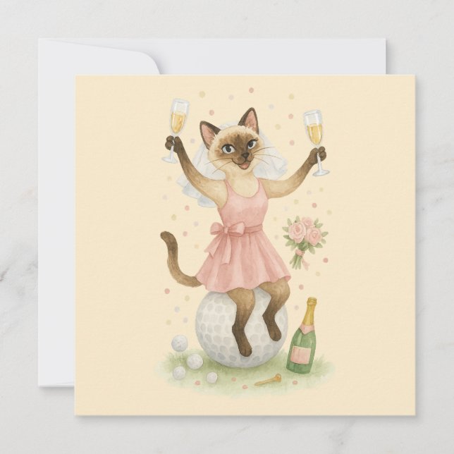 Golfande kvinna Spara datum Brud Möhippa  Inbjudningar (Framsida)