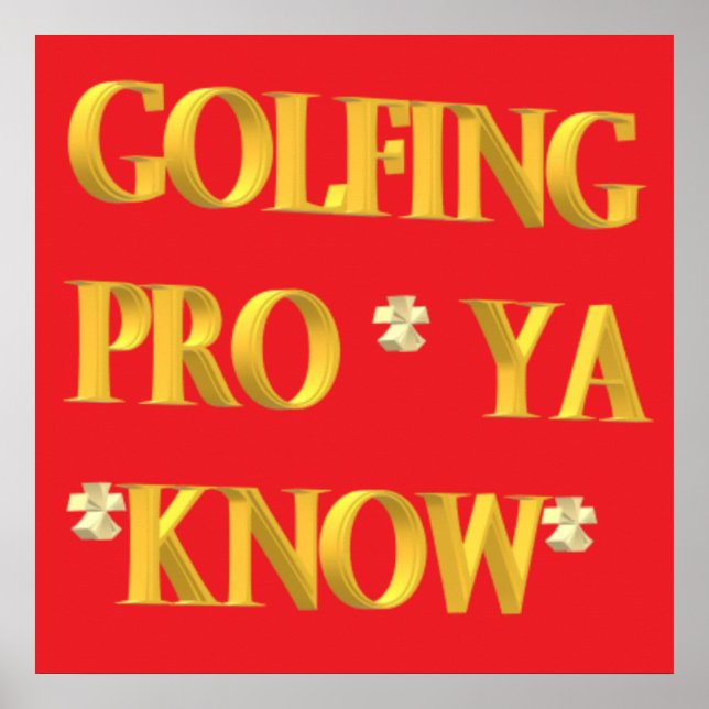 Golfande sportdesign röd och guld stor text poster (Framsidan)