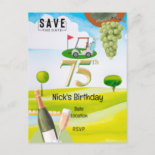 Golfare 75-årsdag på golfbanan vykort