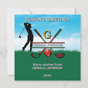 Golfare Anpassad Jul Monogram Design Julkort