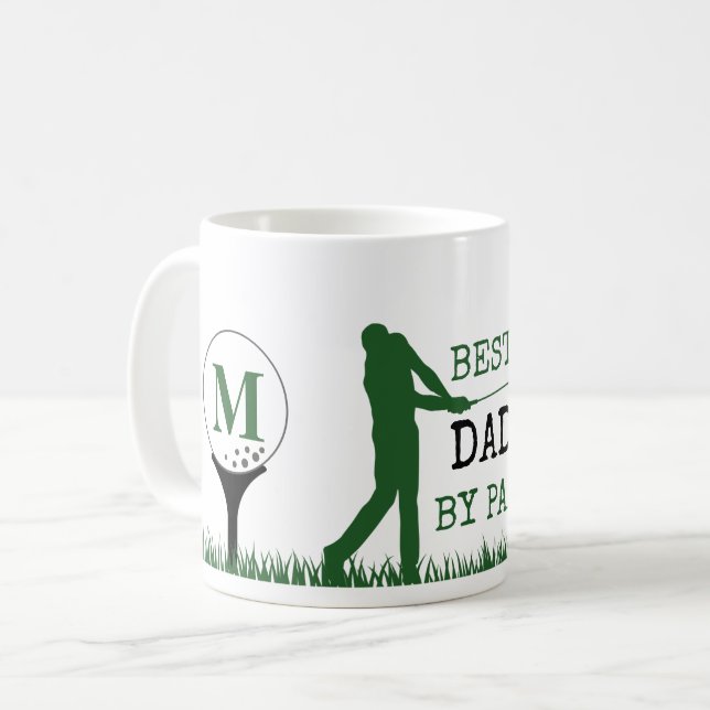 Golfare BÄSTA PAPPA ENLIGT PAR Monogram Kaffemugg (Framsida vänster)