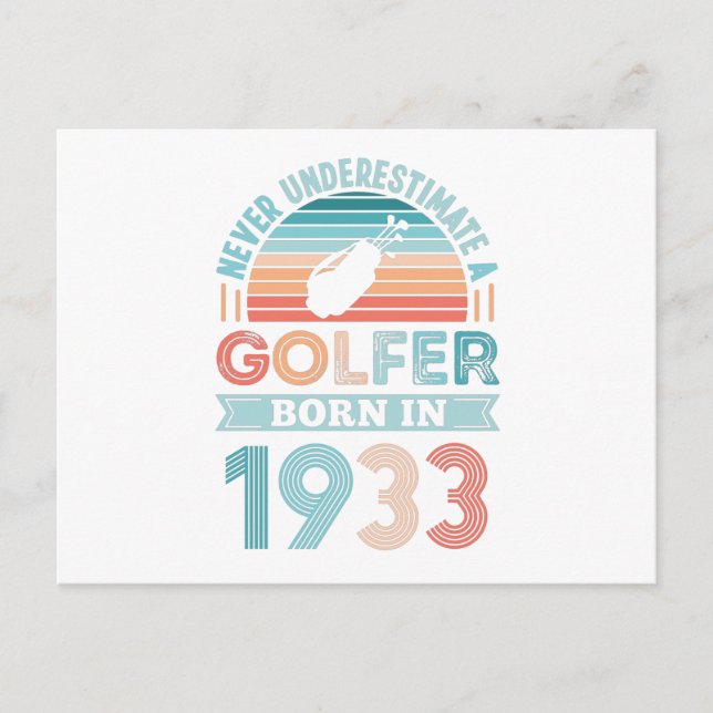 Golfare född 1933 Golfpresent för 90-årsdag pappa Vykort (Framsida)