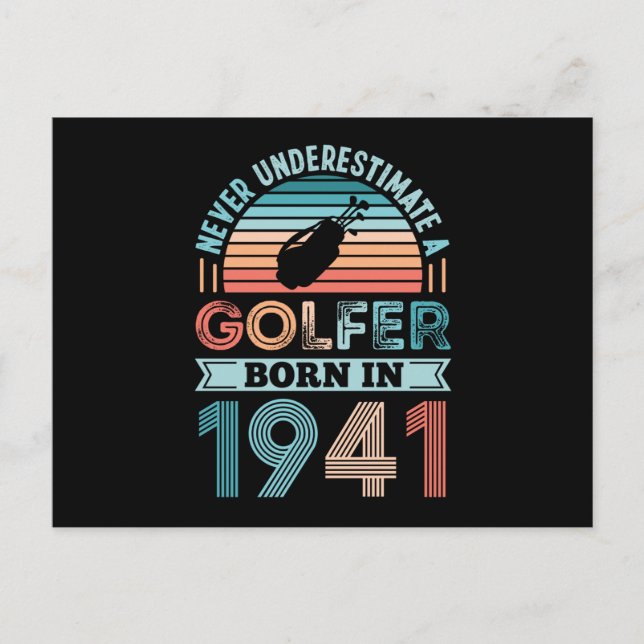Golfare född 1941 Golfpresent 80-årsdag Faderdag Vykort (Framsida)