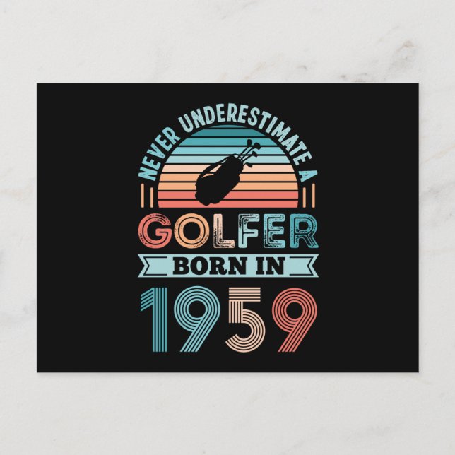 Golfare född 1959 Golfar 70-årspresent pappa Vykort (Framsida)