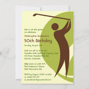 Golfare Golf Golfning Grön Brun 50-årsdag Inbjudningar