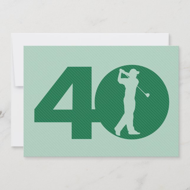 Golfare Golf Grön Mint 40-års födelsedagsinbjudan Inbjudningar (Framsida)