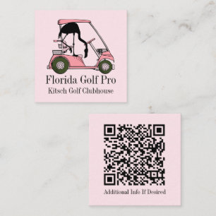 Golfare Golfklubb Pastell Rosa Flamingo Anpassad Fyrkantigt Visitkort