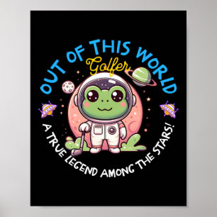 Golfare Groda Astronaut Padda Golfi Utanför Denna Poster