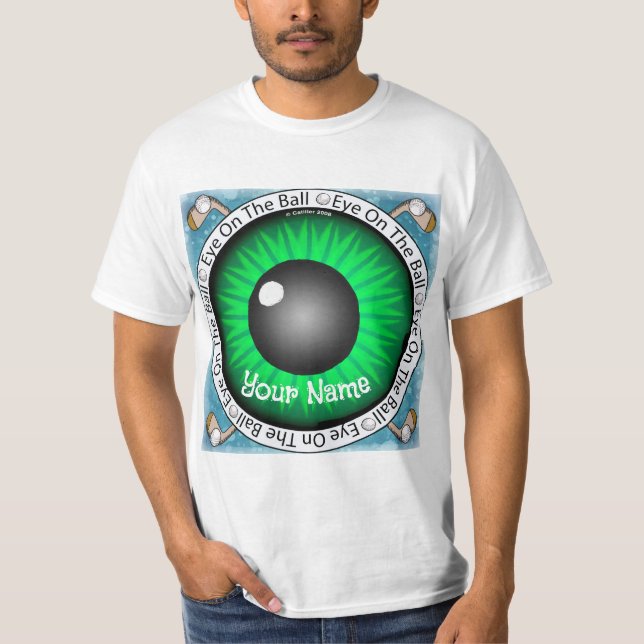 Golfare Grön Öga På Boll  T Shirt (Framsida)