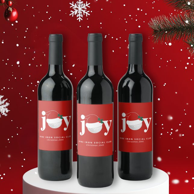 Golfare Julfest Present Glädje Modern Röd Vinflaska Etikett (Sleek modern label for holiday gifting 🍷
Add your name, club, or festive tagline.)