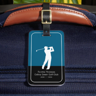 Golfare Man med golfklubba Elegant blå Bagagebricka