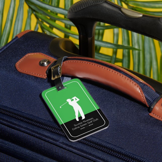 Golfare Man med golfklubba Elegant Grön Bagagebricka (Framsida Insitu 1)