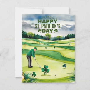 Golfare med öl och shamrock St. Patrick's Day Julkort