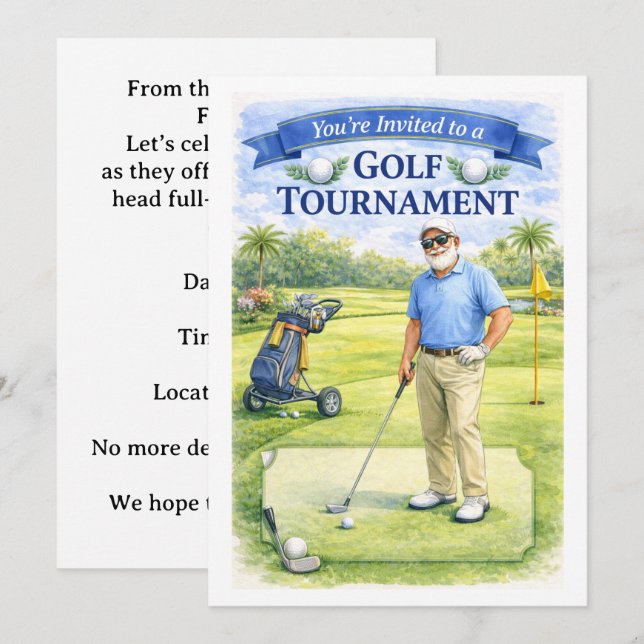 Golfare Pensionärsfest  Inbjudningar (Fram/baksida)