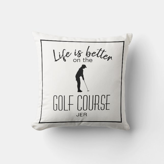 Golfare Sportcitat Monogram Svart & Vitt Kudde (Framsida)