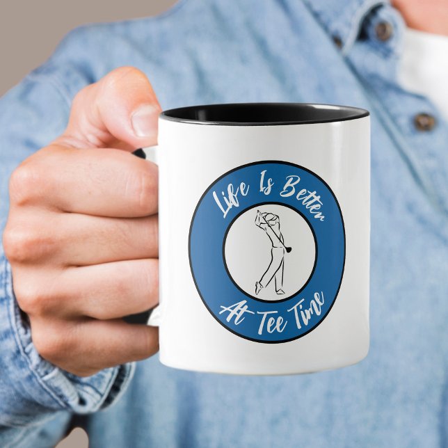 Golfare Tee Tid Humor Roligt Sport Puns Royalblå Mugg (Golfer Tee Time Humor Men's Funny Sport Pun Royal Blue Mug)
