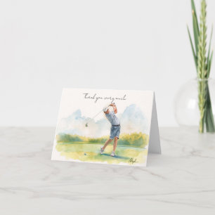 Golfaren golfar på banan tack kort