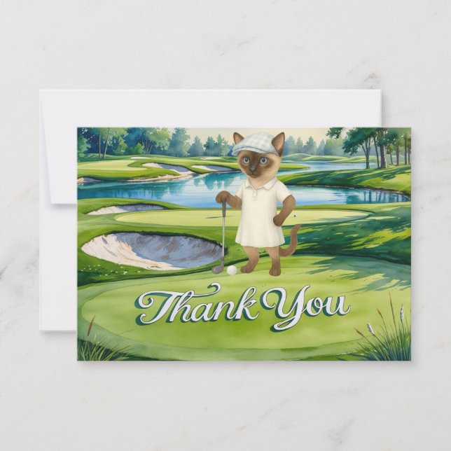 Golfarfödelsedagsfest på golfbanan tack kort (Framsida)