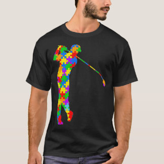 Golfautismguldfärgad guldfärgad guldfärgad guldfär t shirt