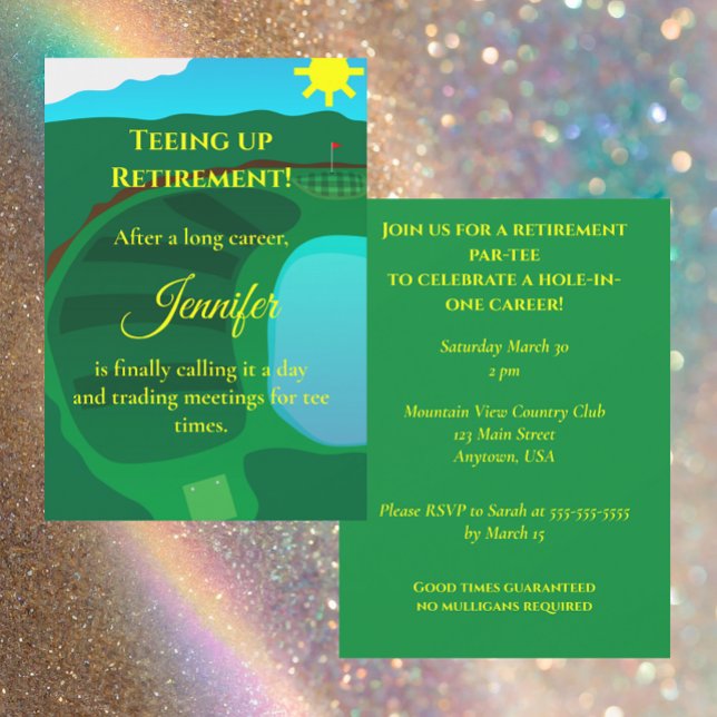 Golfavskedsparty, Tee Time Pensionering Inbjudningar (Skapare uppladdad)