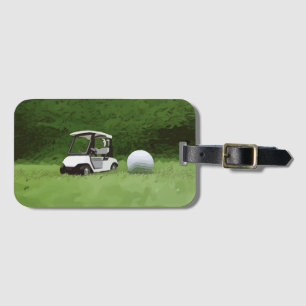 Golfbågskarta med golf boll är på grönt bagagebricka