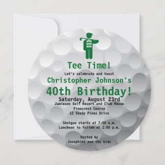 Golfball Grönt Golf 40:e födelsedagsinbjudan Inbjudningar