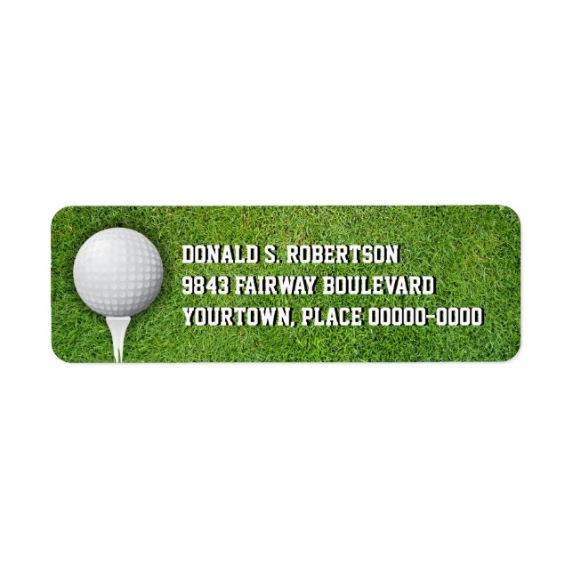 Golfball i Grass Returadress Etikett (Framsidan)