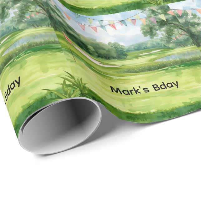 Golfbana akvarell  presentpapper (Rullad Hörn)