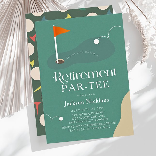 Golfbana Fairway Flag Pensionär Par-Tee Inbjudningar (Skapare uppladdad)
