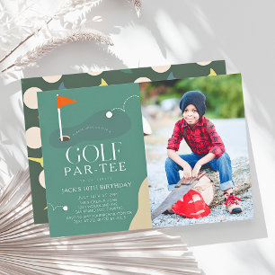 Golfbana Fairway Foto Barnkalas Par-Tee Inbjudningar