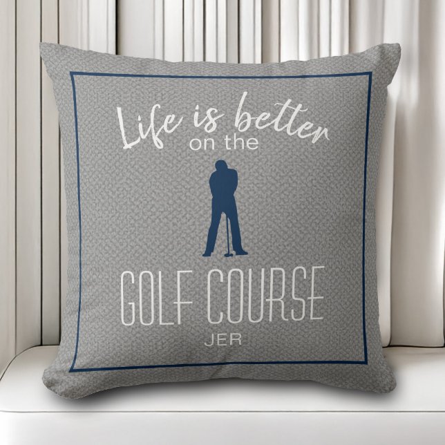 Golfbana Golfande Livet är Bättre Specialdesignad  Kudde (Golf Course Golfing Life is Better Custom Gray Throw Pillow)