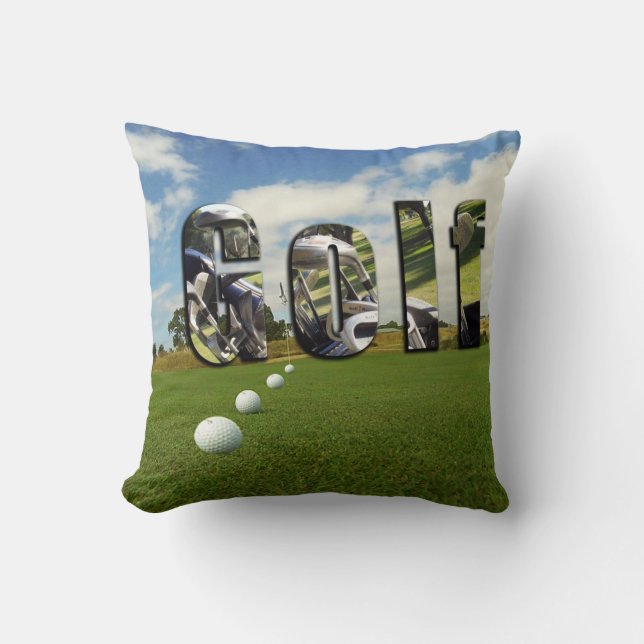 Golfbana och logotyp, kudde (Framsida)