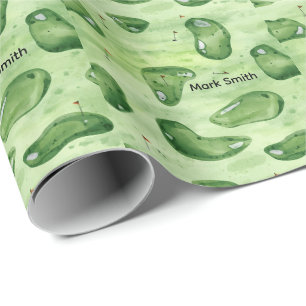 Golfbana putting green med röd flagga presentpapper