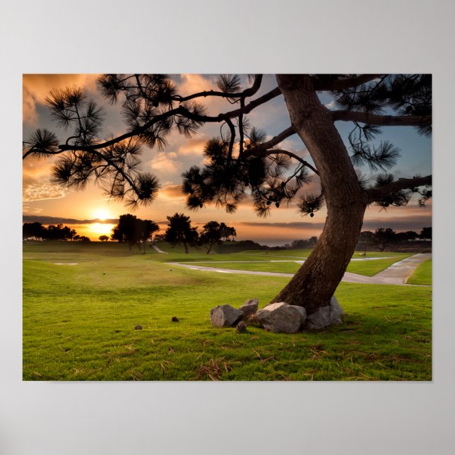 Golfbana solnedgång poster (Framsidan)