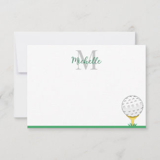 Golfboll Anpassad monogram enkel Anteckningskort
