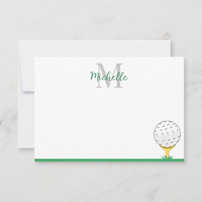 Golfboll Anpassad monogram enkel  Anteckningskort (Framsida)