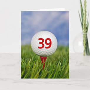 Golfboll för 39-årsdag på röd tee kort