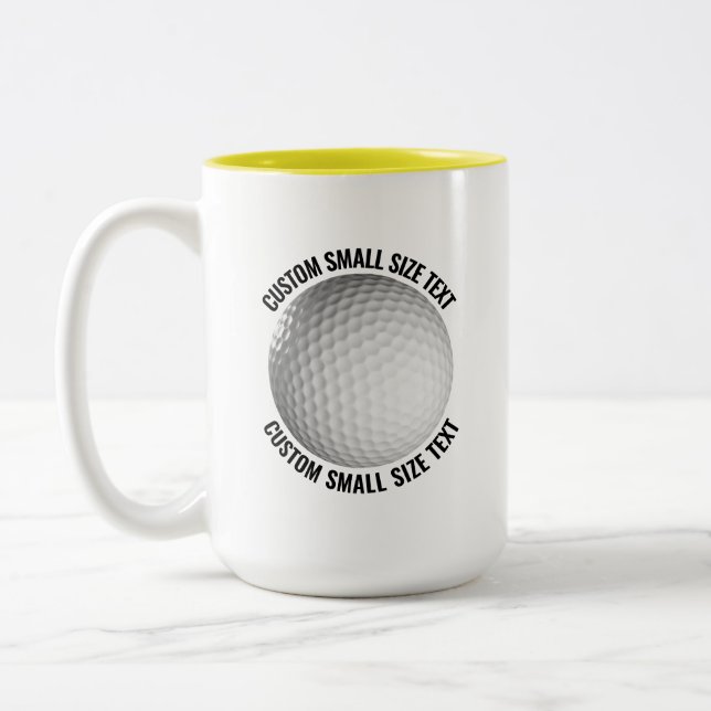 Golfboll & liten text GUL 15oz Anpassad Två-Tonad Mugg (Vänster)