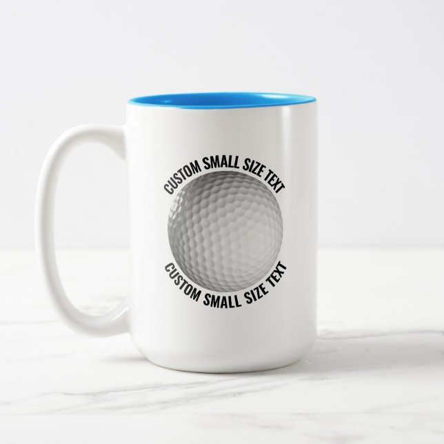 Golfboll & liten text LJUSBLÅ 425ml Custom Två-Tonad Mugg (Vänster)